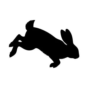 Silhouette of a leaping rabbit in motion Stock Illustration