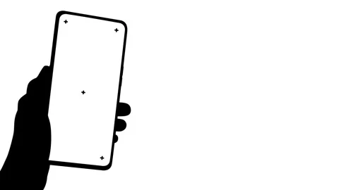 Silhouette of left hand holding smartphone on white background. Stock Footage 337238989