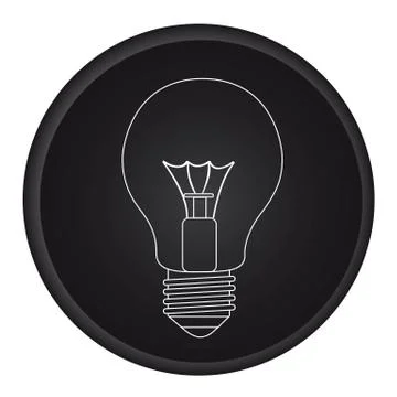 Silhouette light bulb over black circle isolated. vector Ilustração Stock