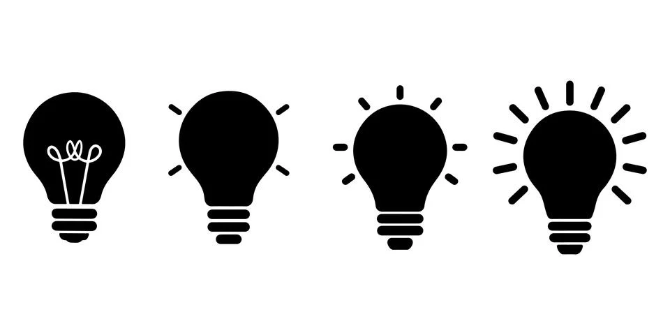 Silhouette of light bulb vector set on transparent background イラスト素材