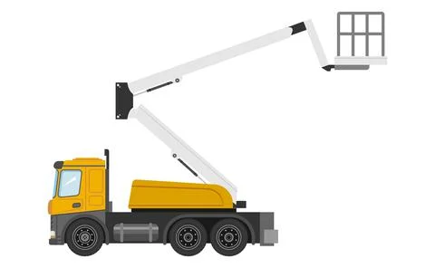 Silhouette of a light cherry picker on a white background. Stock Illustration