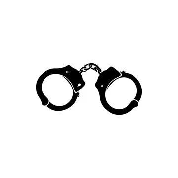 Silhouette of Linked Handcuffs. Vector icon. Stock Illustration