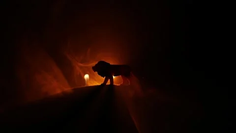 Silhouette of a lion miniature Video stock 149092015
