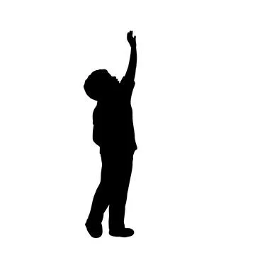 Silhouette little boy pull his hand up 스톡 일러스트