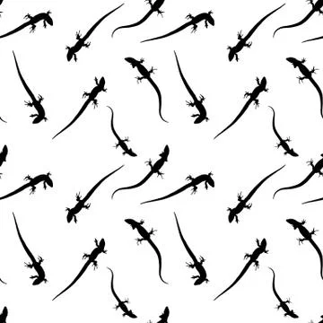 Silhouette of lizard that creeps. Seamless pattern. Vector Illustration. Illustrazione stock
