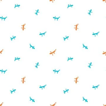 Silhouette lizard seamless background. Stock Illustration