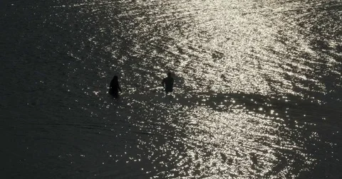 Silhouette Lovers Stock Footage 77244003