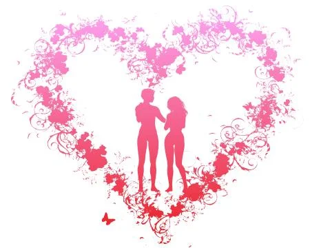 Silhouette of lovers Stock Illustration