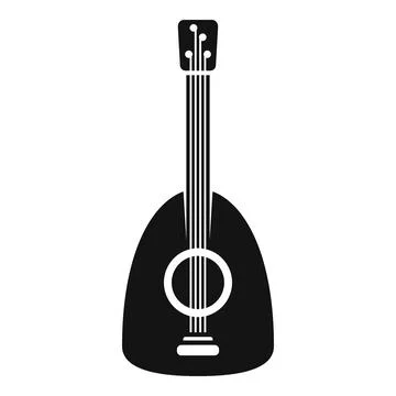 Silhouette of a lute, a string instrument with a short neck and a pear shaped Illustrazione stock