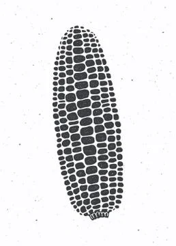 Silhouette of maize or corn cob without leaves. Vector illustration. Stock Illustration