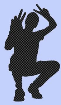 Silhouette making the sign of victory Stock Illustration