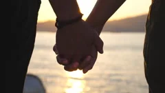 Boy And Girl Standing On Beach Silhouet Stock Video Pond5