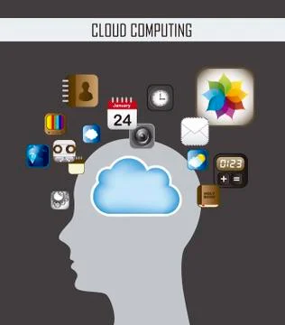 Silhouette man and cloud computing. vector illustration Illustrazione stock