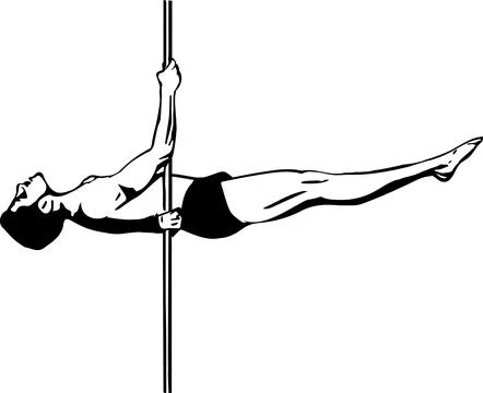 Silhouette of man and pole. Pole dance illustration for fitness, striptease.. Illustrazione stock