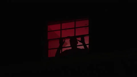 Silhouette of Man Banging on Window From, Stock Video