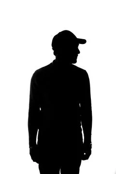 Silhouette of a man in a baseball cap on a white background Stock Illustration