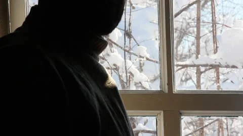 The silhouette of a man with a beard Stock Footage 60798112