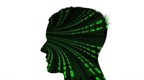 Silhouette of man binary data tunnel concept Stockillustratie