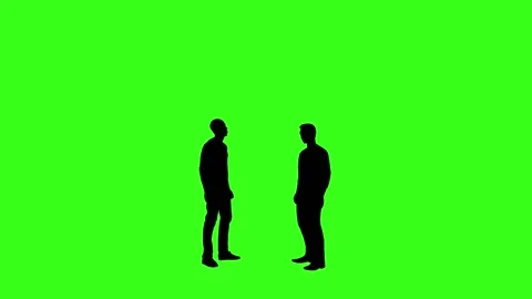 Silhouette man black people talking communicate green screen Vidéo 220159633
