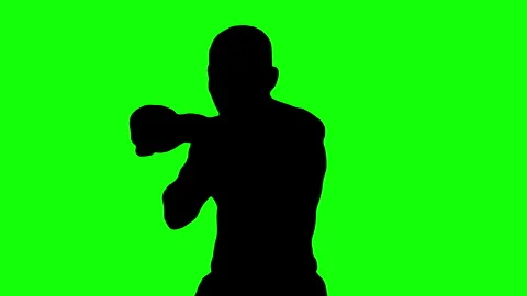 Silhouette of man boxing on green background. Stock Footage 339995704