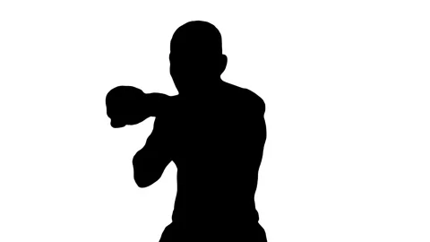 Silhouette of man boxing on white background. 스톡 동영상 339995699