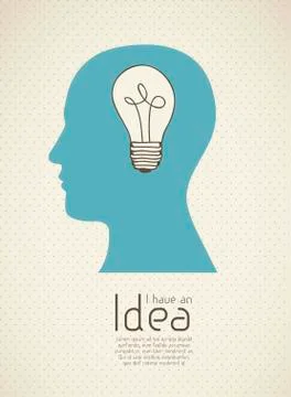 Silhouette of man with bulb representing an idea, vector illustration Stock Illustration