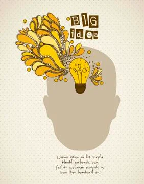 Silhouette of man with bulb representing an idea, vector illustration Illustrazione stock