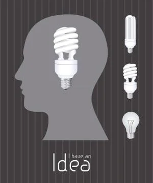 Silhouette of man with bulb representing an idea, vector illustration Stock Illustration