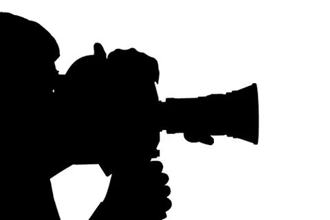 Silhouette of man camera side. Stock Illustration