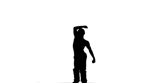 A Silhouette Man Is Casually Dancing Against A White Background Stock Footage 165084403