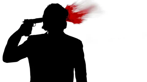 Silhouette of man committing suicide. Stock Footage 37090103