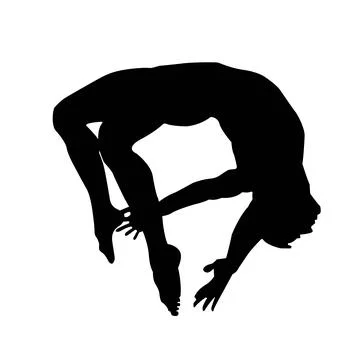 Silhouette of a man in a complex acrobatic pirouette Stock Illustration