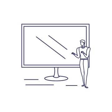 Silhouette of man with computer screen in white background Stockillustratie