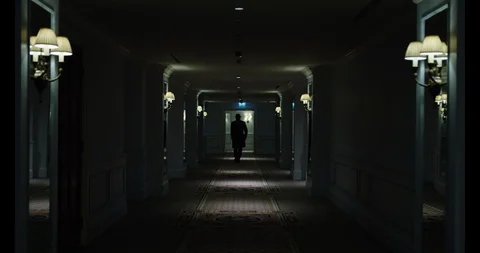 Silhouette of man in corridor Stock Footage 86509803