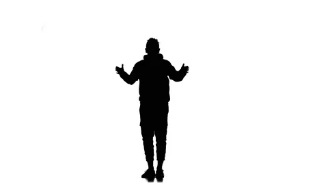 Silhouette of man dancer dancing hip hop, freestyle, street dance, slow motion Stock Footage 130334561