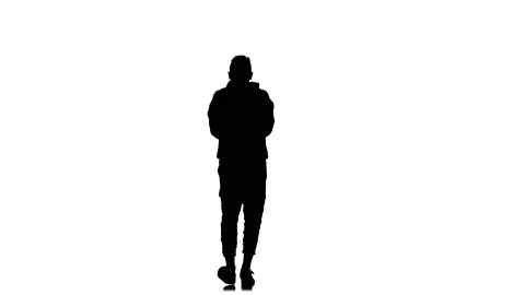 Silhouette of man dancer dancing hip hop, freestyle, street dance, slow motion Stock Footage 130334572