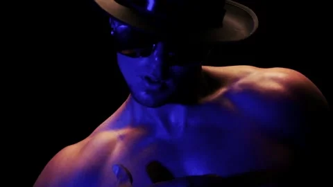 Silhouette of a man dancing in the dark Video stock 92540851