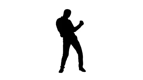 Silhouette man dancing on white background. Stock Footage 337548628