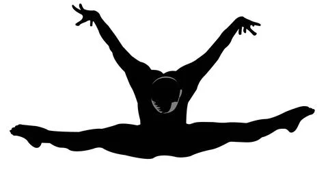 Silhouette of a man in a difficult acrobatic jump Stock Illustration