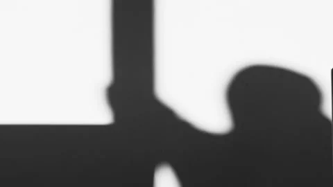 Silhouette of a man doing a workout. Warm up on a sunny day. Sport and healthy Stock Footage 147209668