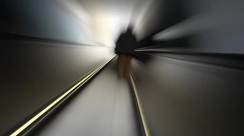 Silhouette of man going up on escalator Stock Footage 54654283