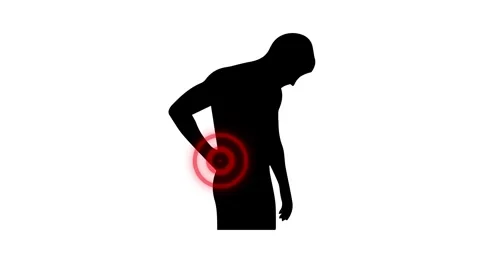 Silhouette of a Man Holding Lower Back in Pain with Red Indicator Circles Stock Footage 324699830