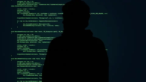 Silhouette man hood source code incognito 库存影片 153617694