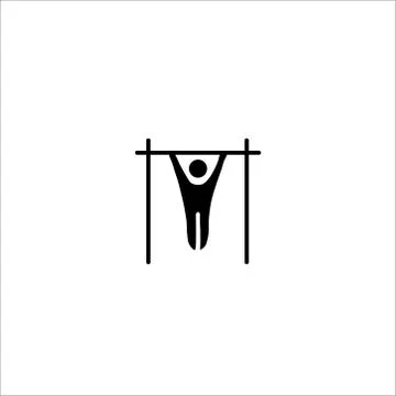 Silhouette of a man on a horizontal bar solid vector icons イラスト素材
