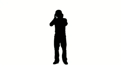 Silhouette Man Standing And Trumpet Melody., People Stock Footage