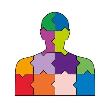 Silhouette of a man made up of puzzle elements Stock Illustration