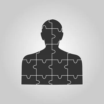 Silhouette of a man made up of puzzle elements 스톡 일러스트