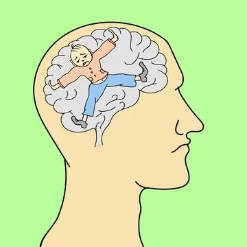 Silhouette of a man. Mind is filled with negative emotions. Vector illustrati Stock Illustration