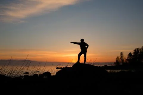 Silhouette of man Stock Photos