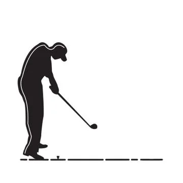 Silhouette Of Man Playing Golf Stock Illustration